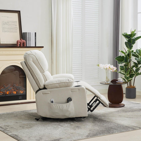 Ivory Remote-Controlled Heated Massage Assistive Recliner - Omega Lifestyles