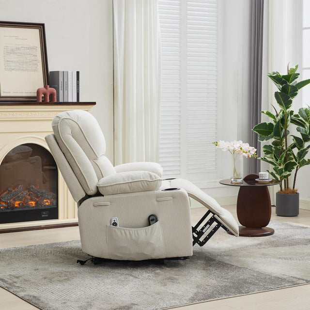 Ivory Remote-Controlled Heated Massage Assistive Recliner - Omega Lifestyles