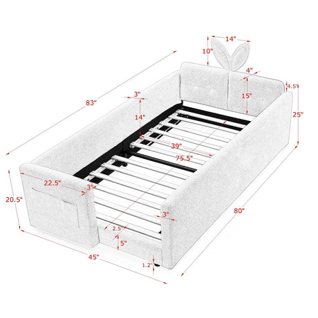 Twin Boucle Upholstered Platform Bed Frame With Storage - Omega Lifestyles
