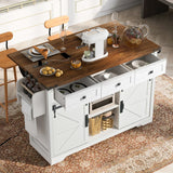 Farmhouse Kitchen Island Rolling Cart With Power Outlet - Omega Lifestyles