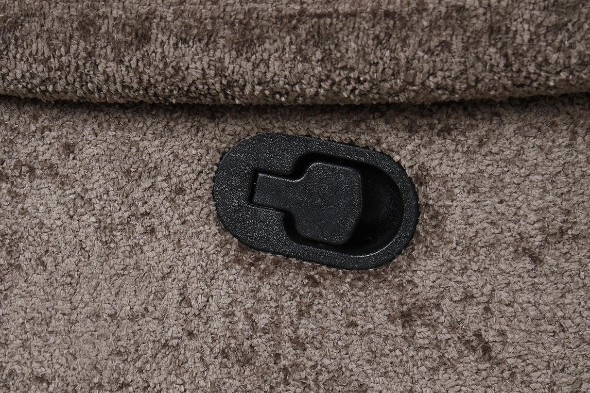 Transitional Dark Brown Fabric Glider Recliner With USB Charging - Omega Lifestyles