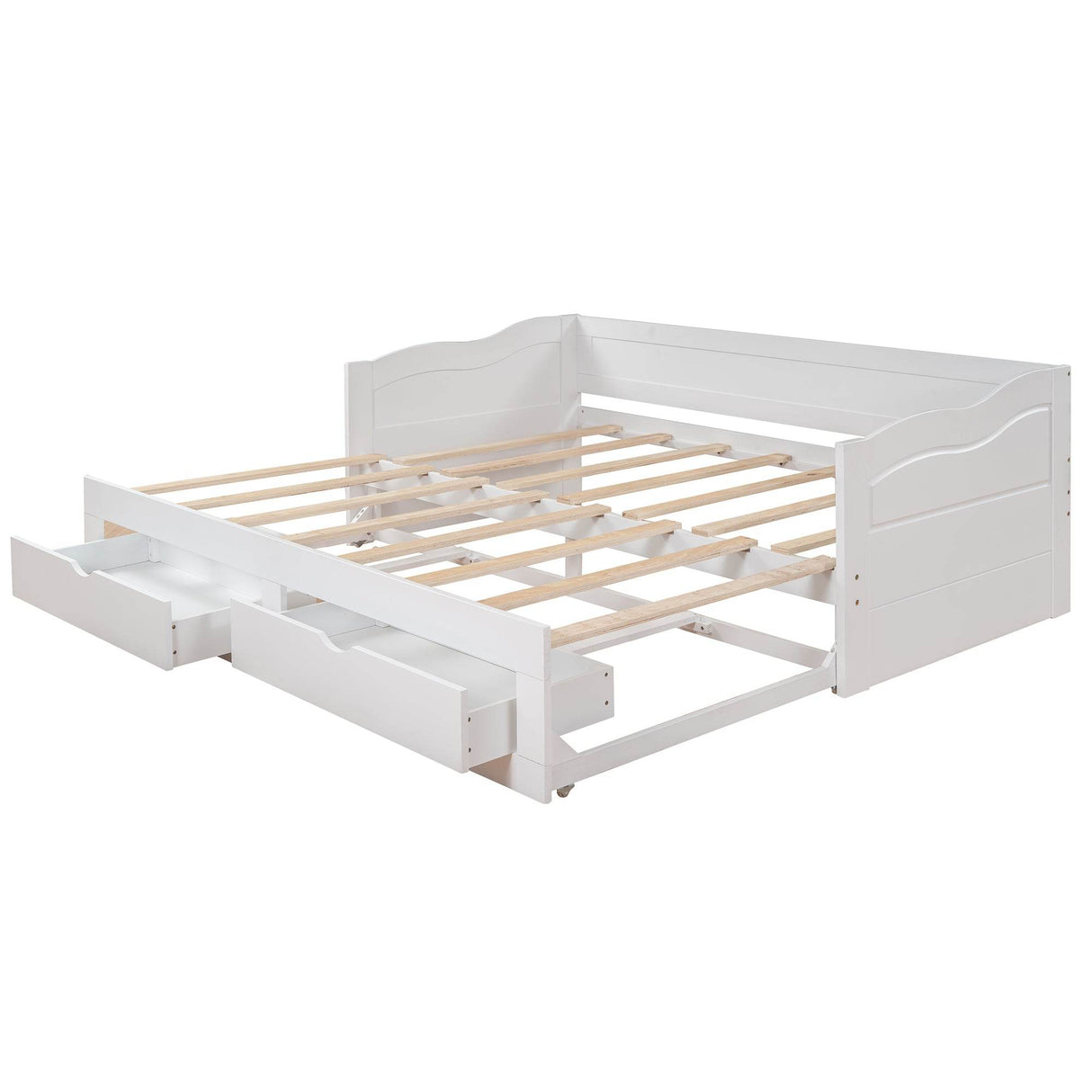 Solid Wood Extendable Twin Daybed With Trundle And Storage Drawers - Omega Lifestyles