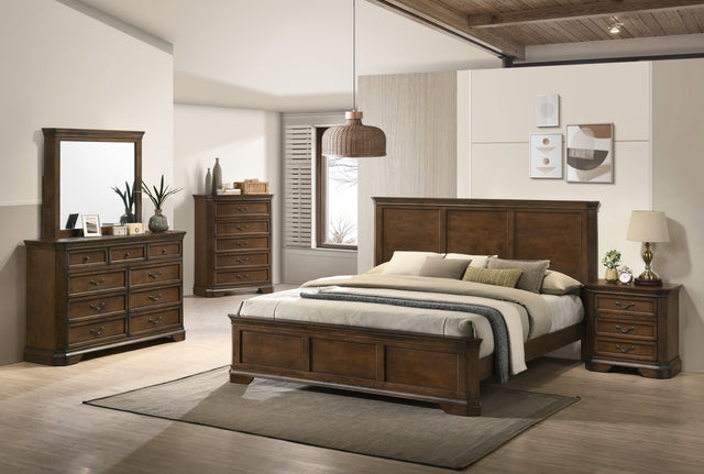 King Traditional Wood Panel Bedroom Set With Dresser Chest