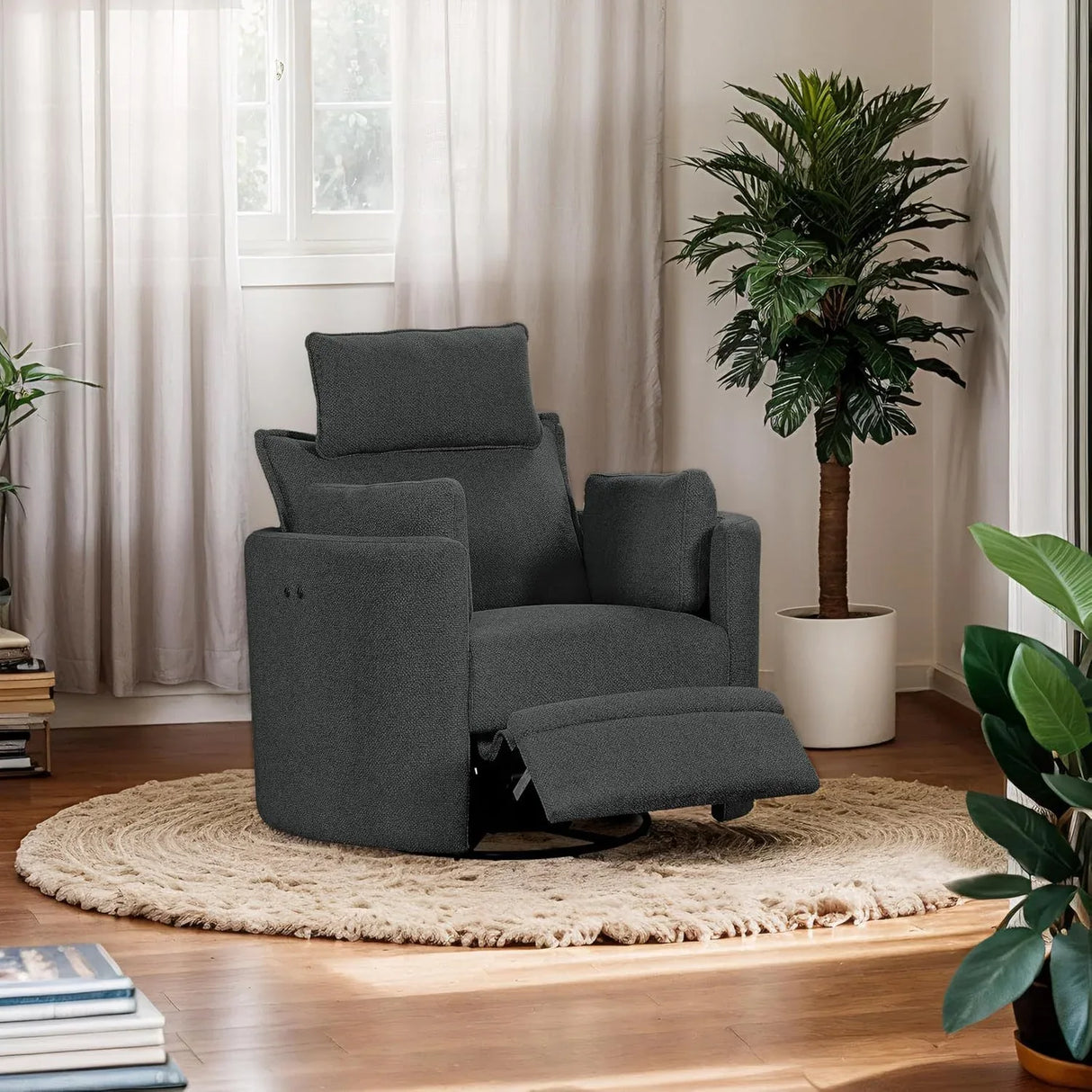 Soft Faux Leather Power Recliner With Adjustable Headrest Footrest - Omega Lifestyles