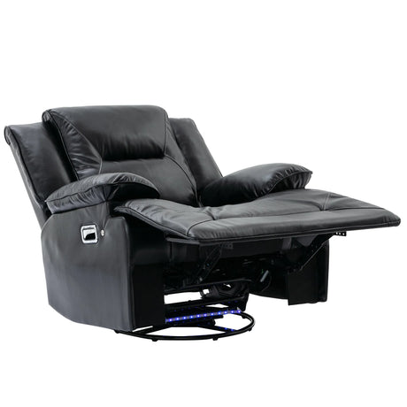 Manual Black Leather Gel Recliner Chair With LED Light Strip - Omega Lifestyles