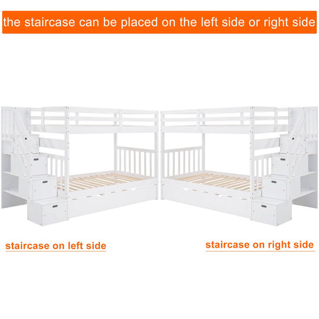 Stairway Twin-Over-Twin Full Bunk Bed With Trundle - Omega Lifestyles