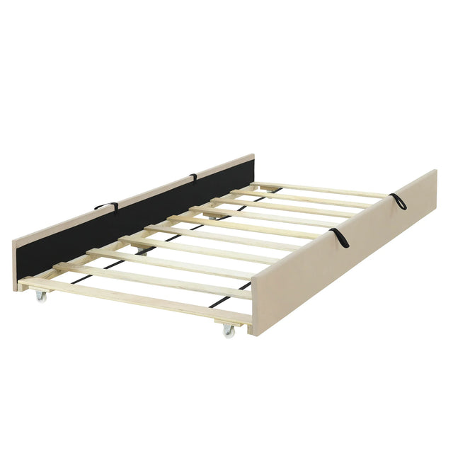 Twin Velvet Upholstered Platform Bed With Trundle - Omega Lifestyles