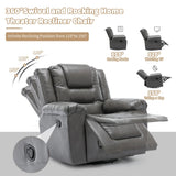 Grey Manual Recliner Chair With Storage Box And Cup Holders - Omega Lifestyles
