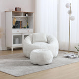 Ergonomic Chenille Foam-Padded Round Chair With Ottoman - Omega Lifestyles