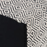 Black Patterned Upholstered Fabric Square Pouf Seating Stool - Omega Lifestyles