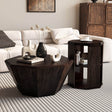 2-Piece Octagonal Black Walnut Rubber Wood Coffee Table Set - Sleep Galleria