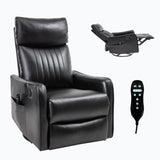Black Faux Leather Medium-Firm Heat Massage Recliner Chair - Omega Lifestyles