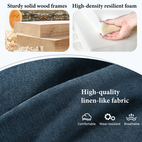 U-Shaped Modular Linen Blend Sofa With Ottomans - Omega Lifestyles