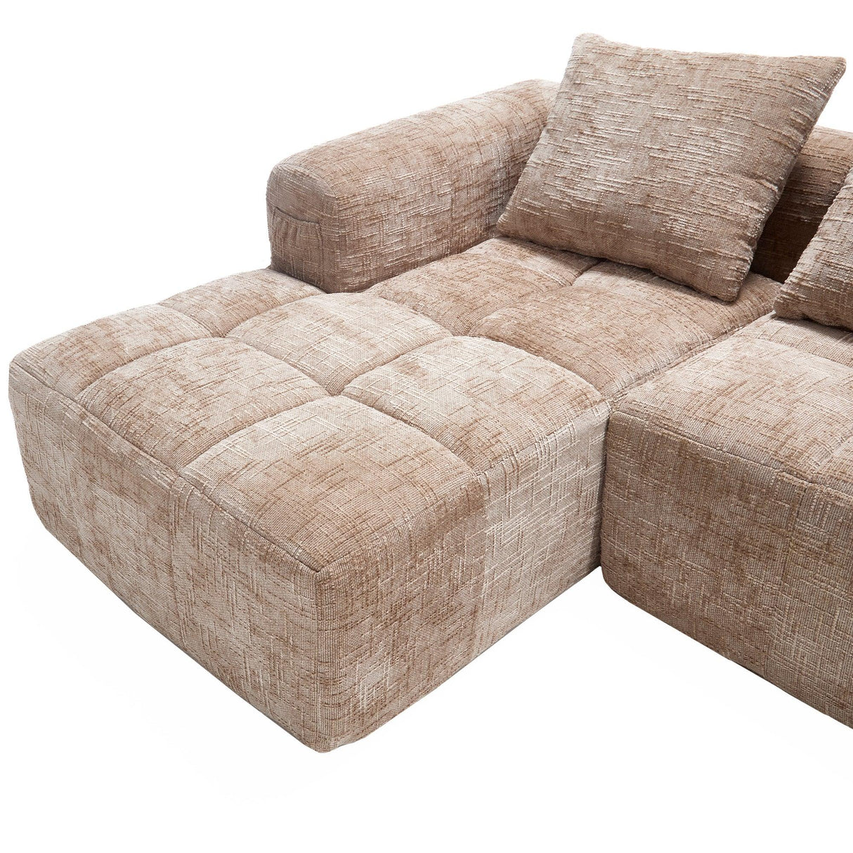 Chenille Modular 3-Seat Sectional Sofa With Side Pockets - Omega Lifestyles