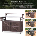 Outdoor Kitchen Island Solid Fir Wood Raised Shelf Cart - Omega Lifestyles
