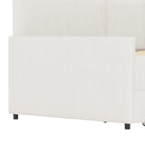 Twin L-Shaped Corduroy Upholstered Daybed With Storage Drawers - Omega Lifestyles