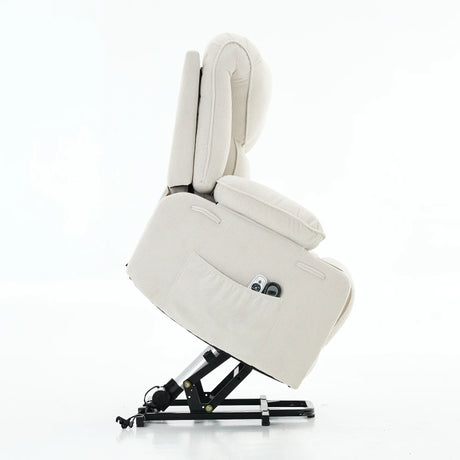 Ivory Remote-Controlled Heated Massage Assistive Recliner - Omega Lifestyles