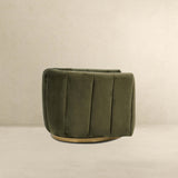 Green Velvet Gold-Plated Metal Swivel Accent Chair - Omega Lifestyles