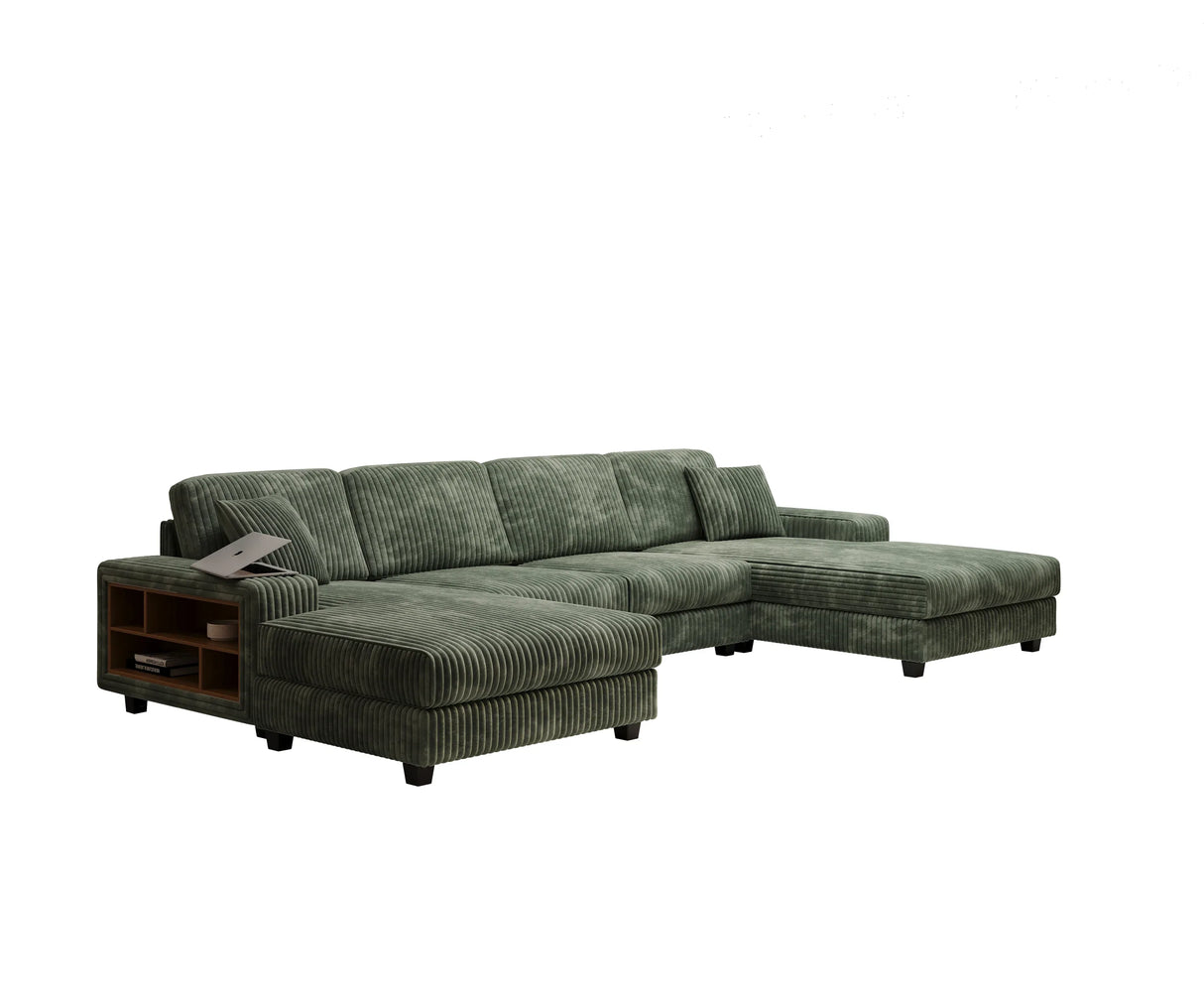 Modern Convertible U-Shaped Corduroy Fabric Sofa - Omega Lifestyles