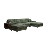 Modern Convertible U-Shaped Corduroy Fabric Sofa - Omega Lifestyles