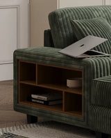 Modern Green Corduroy 4-Seat Solid Wood Sectional Sofa - Omega Lifestyles