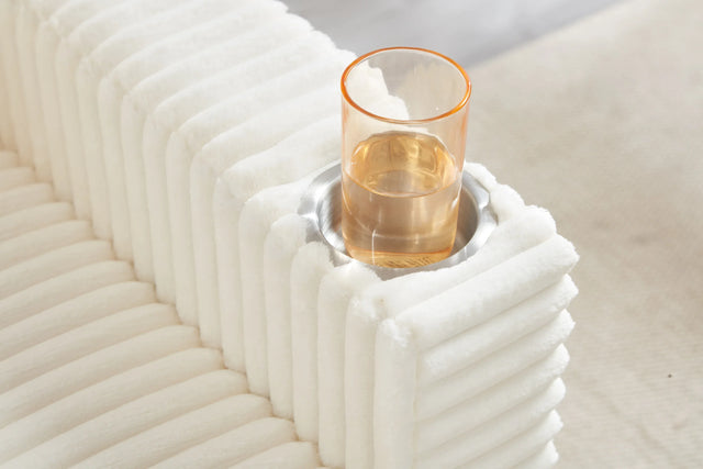 Corduroy Multifunctional Storage Ottoman Sofa With Table - Omega Lifestyles