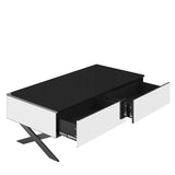 Rectangular Mirrored Coffee Table With Metal Base Storage - Omega Lifestyles