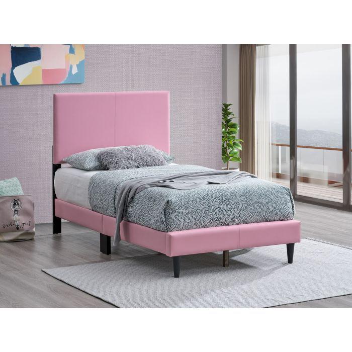 Twin Pink Upholstered Adjustable Headboard Bed Frame - Omega Lifestyles