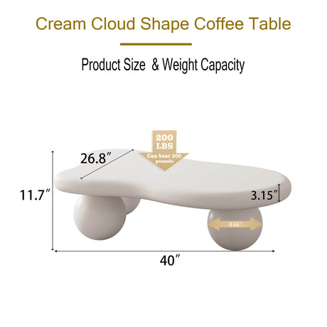Modern 40-Inch Cloud Shaped Lacquered Coffee Table - Sleep Galleria