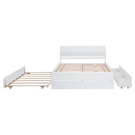 Modern Full White High Gloss Bed Frame With Trundle - Omega Lifestyles