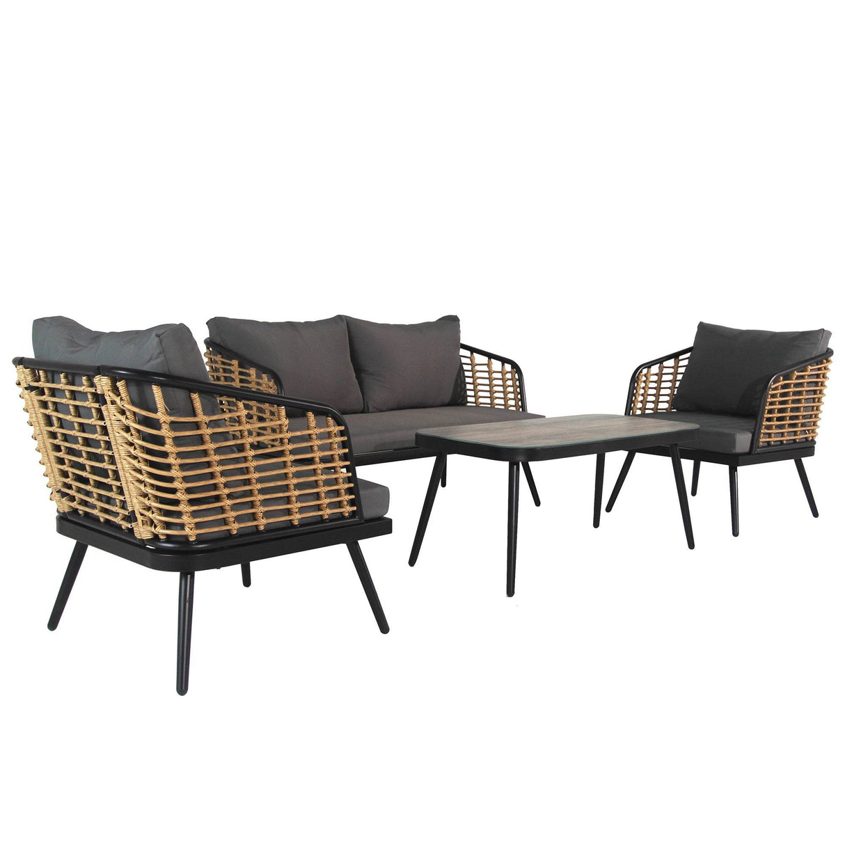 4-Piece PE Rattan Wicker Patio Sofa Set - Omega Lifestyles