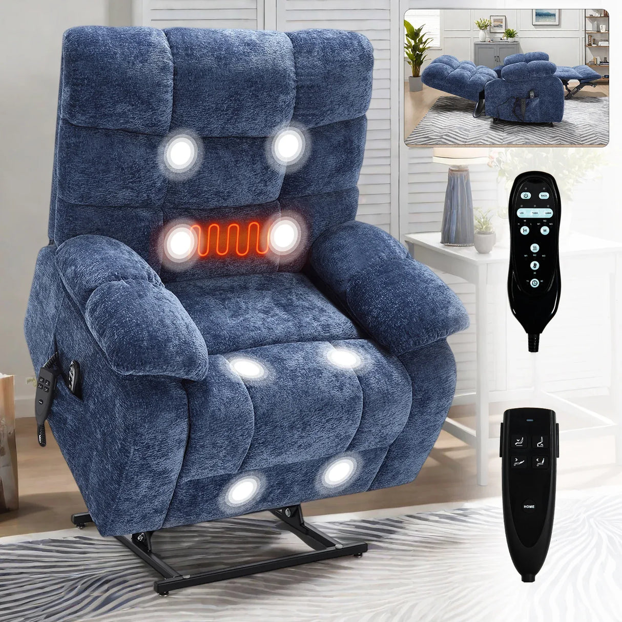 Medium-Firm Large Power Lift Massage Recliner Chair - Omega Lifestyles