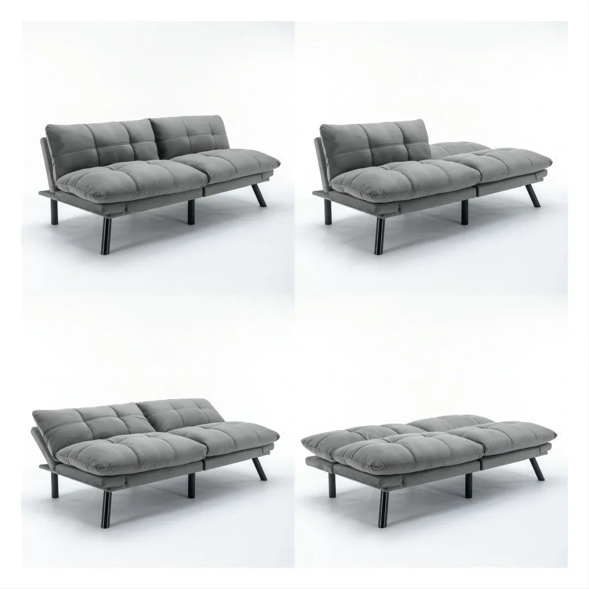 Light Grey Upholstered Convertible Foam Sofa Bed Twin - Omega Lifestyles