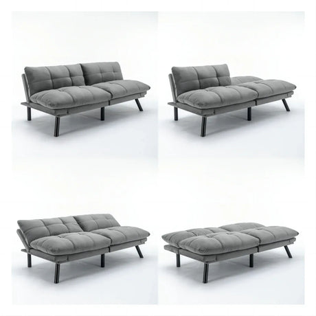 Light Grey Upholstered Convertible Foam Sofa Bed Twin - Omega Lifestyles