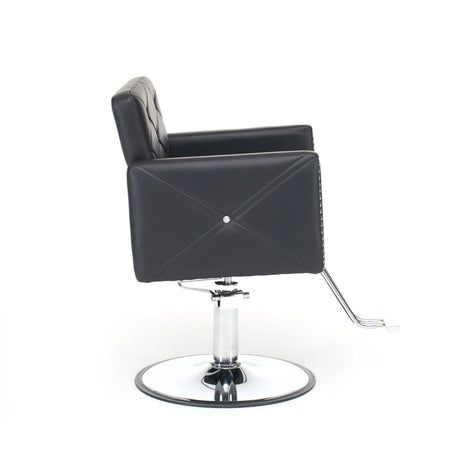 Black PU Leather Adjustable Height Barber Chair with Swivel - Omega Lifestyles