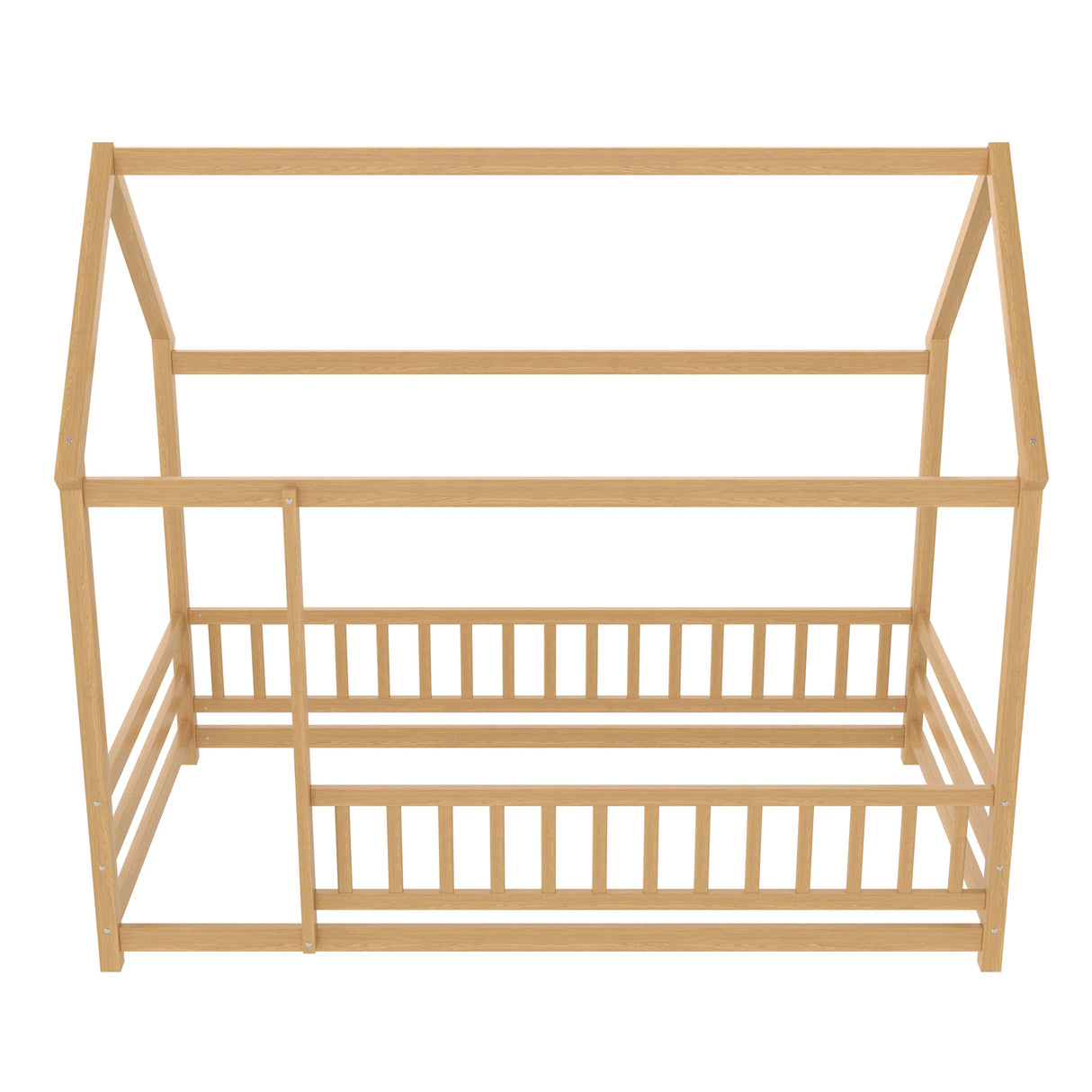 Twin Natural Pine Wood House Frame Floor Bed - Omega Lifestyles