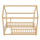 Twin Natural Pine Wood House Frame Floor Bed - Omega Lifestyles