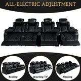 Power Recliner Genuine Leather Fully Adjustable With RGB Lighting - Omega Lifestyles