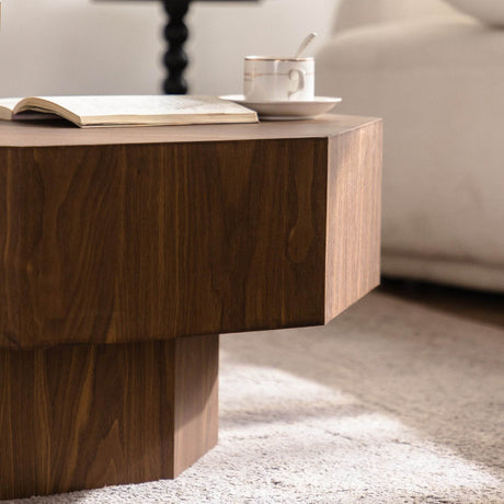 Modern Walnut Round Coffee Table 31-Inch Diameter - Sleep Galleria