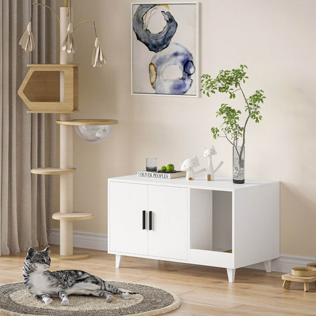 Hidden Cat Litter Box Enclosure With Scratching Mat - Sleep Galleria