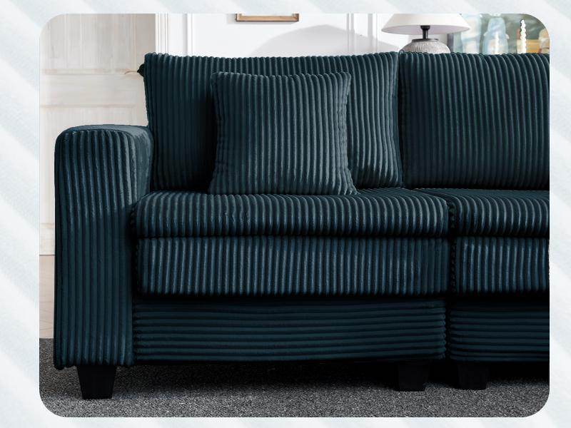 3-Seater Modular Corduroy Sectional Sofa With Foam Springs - Omega Lifestyles