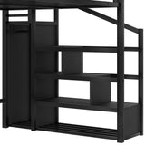 Queen Metal Loft Bed With Storage Stairs USB LED Lighting - Omega Lifestyles