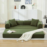 Corduroy 3-Seater Folding Sofa Bed With Pillows - Omega Lifestyles