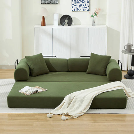 Corduroy 3-Seater Folding Sofa Bed With Pillows - Omega Lifestyles