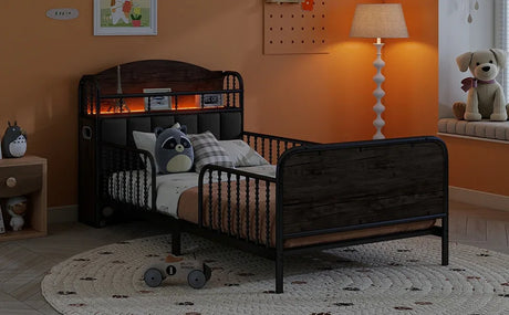 Twin Metal Platform Bed Frame With LED Light - Omega Lifestyles