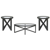 Modern Round Tempered Glass Coffee Table With Wood Base - Sleep Galleria