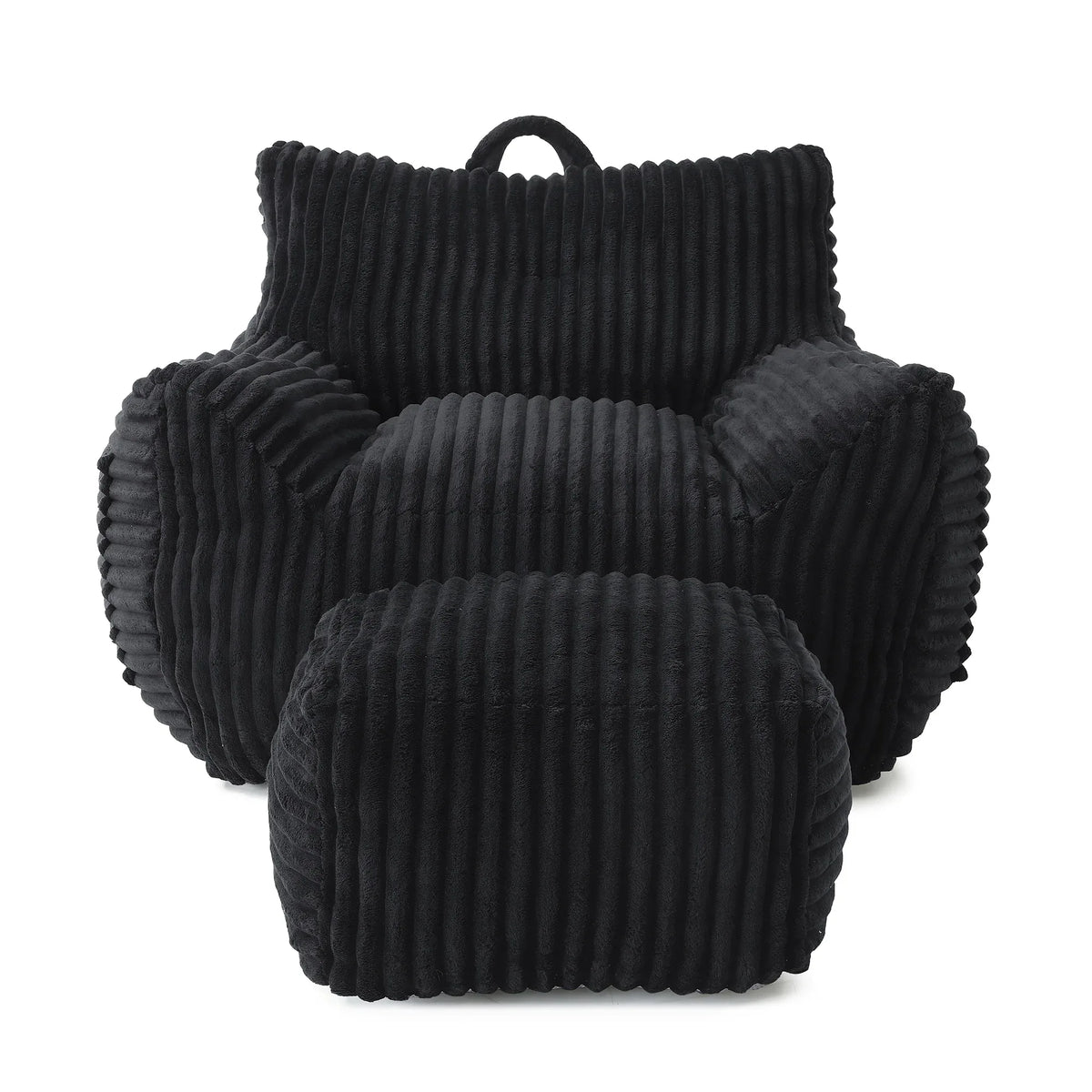 Medium-Soft Corduroy Bean Bag Chair With Footstool - Omega Lifestyles