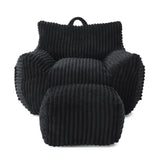 Medium-Soft Corduroy Bean Bag Chair With Footstool - Omega Lifestyles