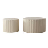 Beige White Modern 2-Piece Round Nesting Tables - Omega Lifestyles