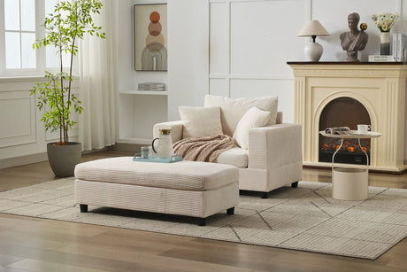 Corduroy Chaise Lounge Chair With Removable Ottoman - Omega Lifestyles